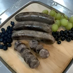 Venison & Pork Sausage White Wine, Shallots & Blueberries